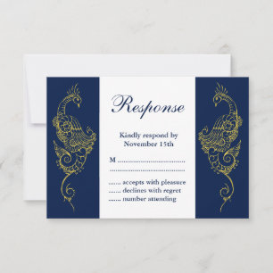 Elegante Mehndi Peacock Wedding RSVP - Marina y Bl