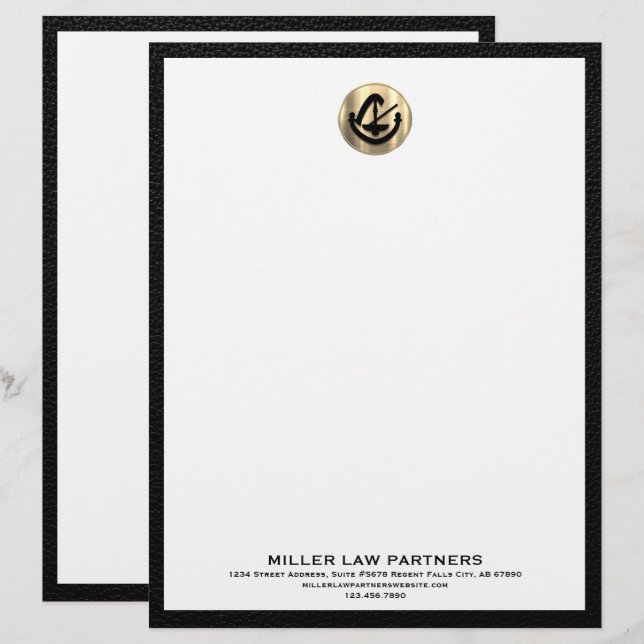 Elegante membrete con logotipo de oro para empresa (Anverso / Reverso)