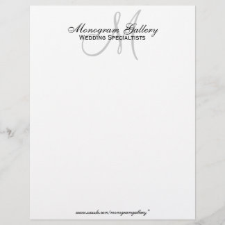 Elegante membrete de monograma blanco y negro