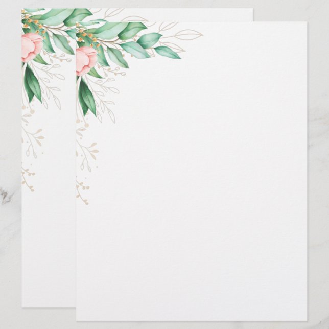 Elegante membrete floral moderno (Anverso / Reverso)