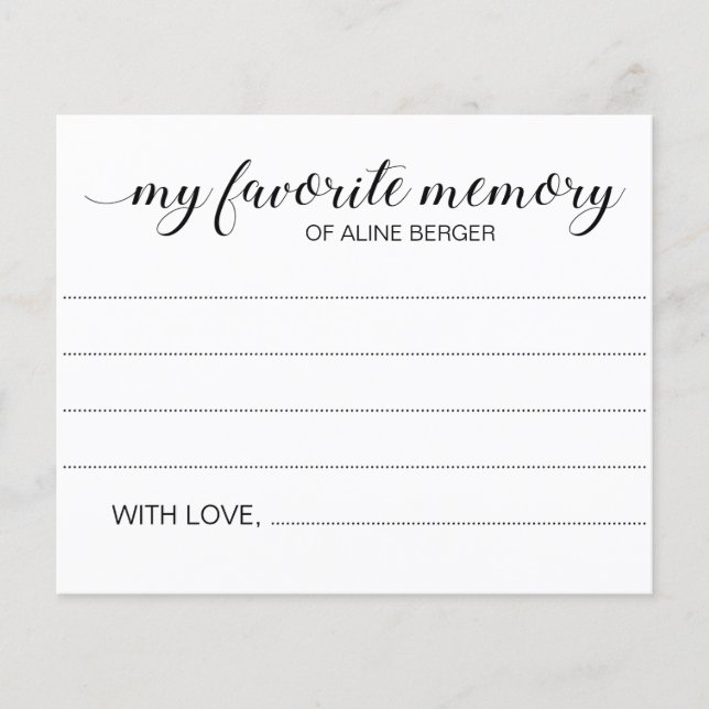 Elegante memoria favorita de una tarjeta funeraria (Anverso)