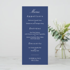 Elegante menú Boda azul de la Marina