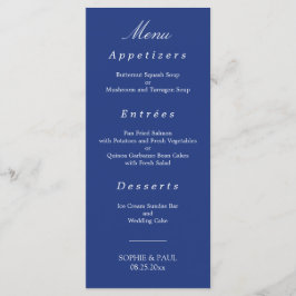 Elegante menú Boda azul oscuro