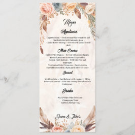 Elegante menú Boda Boho