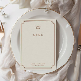 Elegante menú Boda clásico marrón y crudo