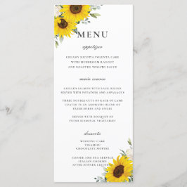 Elegante menú Boda con flores de girasol