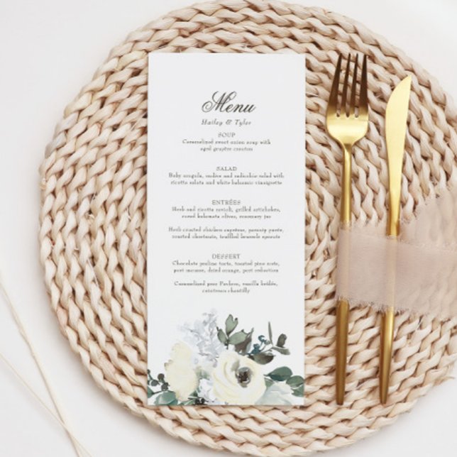 Elegante menú Boda con flores de marfil (Subido por el creador)