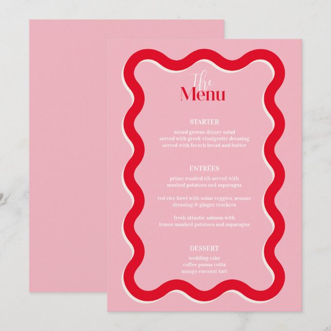 Elegante menú Boda de 5 x 7" Carta plana (Anverso / Reverso)