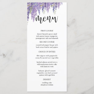Elegante menú Boda de árbol de glicinia