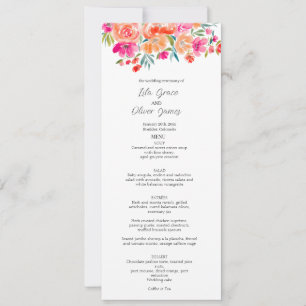 Elegante menú Boda de Flor Silvestre Invitación