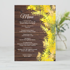 Elegante menú Boda de flores de mimosa