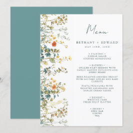 Elegante menú Boda de flores silvestres