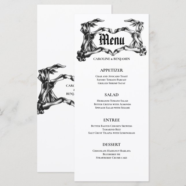 Elegante menú Boda de Halloween (Anverso / Reverso)