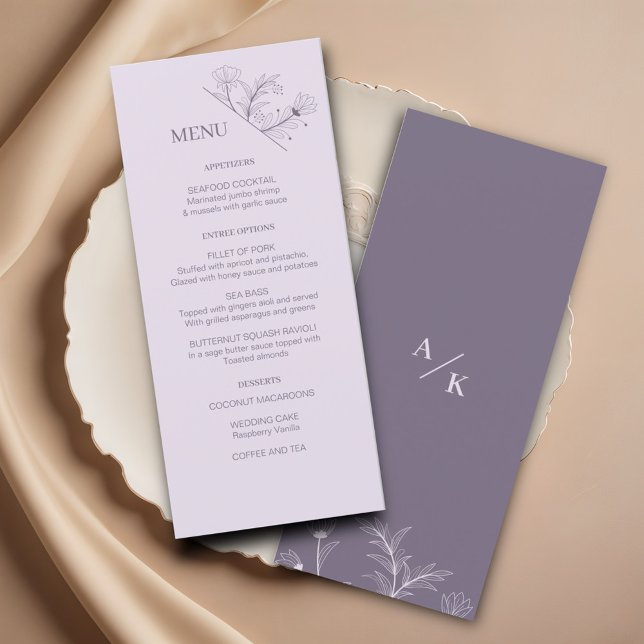 Elegante menú Boda de Lavanda Floral (Subido por el creador)