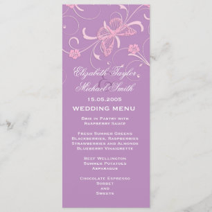 Elegante menú Boda de mariposas Dream Lavender