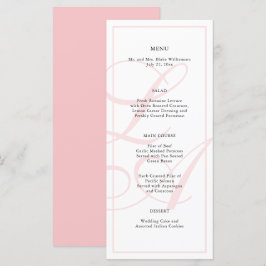 Elegante menú Boda de monograma rosa