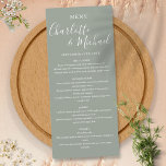 Elegante menú Boda de Sage Silver Sage Signature<br><div class="desc">Elegante tarjeta de menú boda de color verde sabio plateado con nombres de estilo característico,  esta moderna tarjeta de menú se puede personalizar con su información en letras blancas de moda. Diseñado por Thisisnotme©</div>