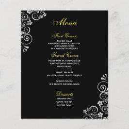 Elegante menú Boda de Swift Floral Black Silver