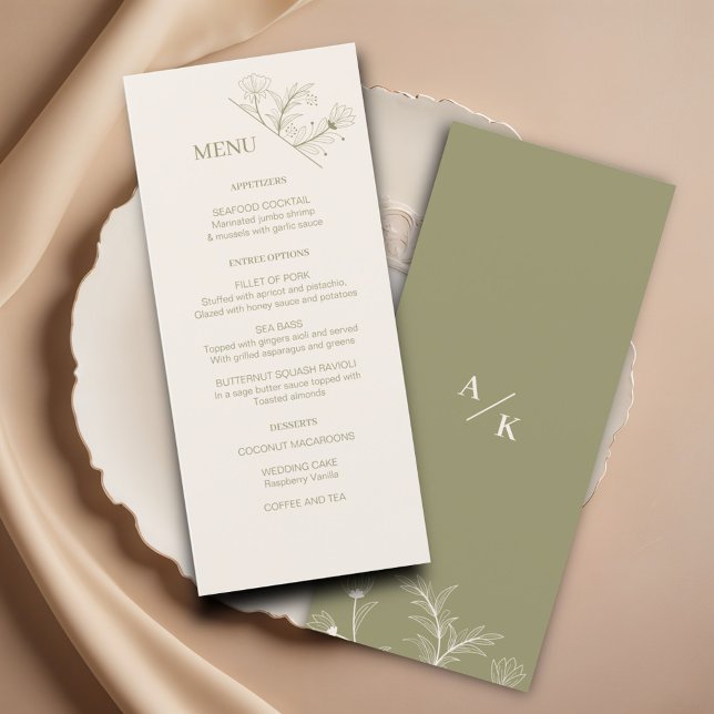 Elegante menú Boda floral de mosquitos verdes (Subido por el creador)