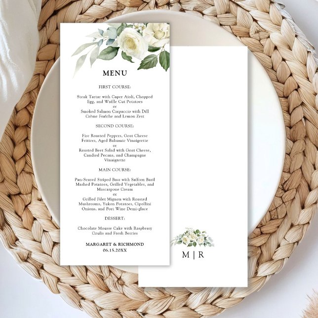 Elegante menú Boda floral de rosas blancas (Subido por el creador)