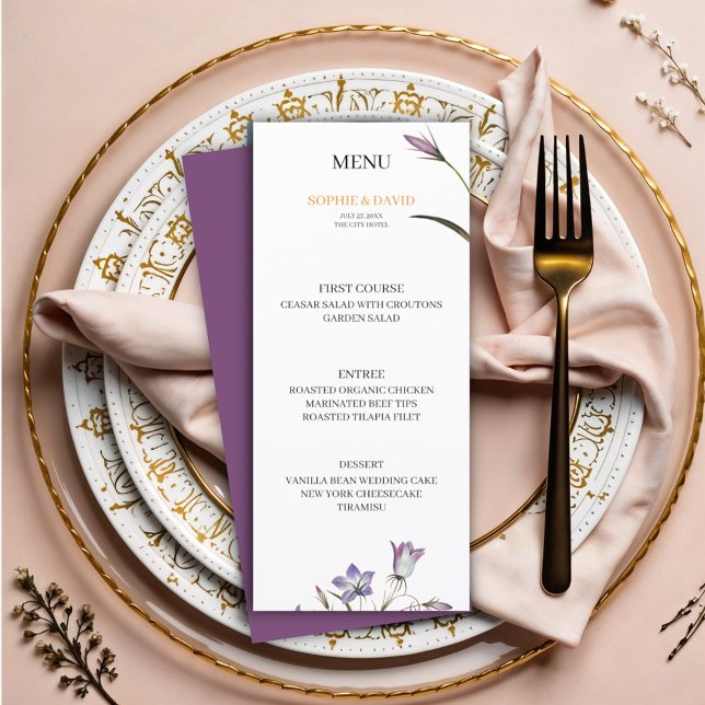Elegante menú Boda floral morado (Subido por el creador)