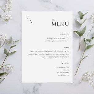 Elegante menú Boda Minimalista moderno