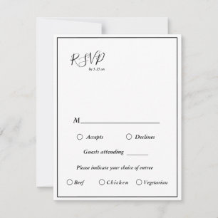 Elegante menú Boda moderno carta tarjeta RSVP
