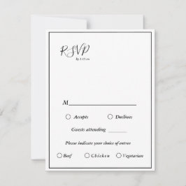 Elegante menú Boda moderno carta tarjeta RSVP
