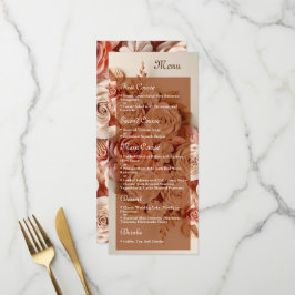 Elegante menú Boda plano con flores 3D
