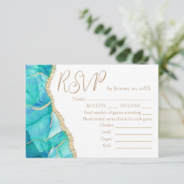 Elegante menú Boda Purpurina de oro azul blanco RS