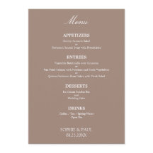 Elegante Menú Boda Taupe