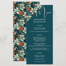 Elegante menú Boda tropical floral