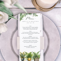 Elegante menú Boho Fern Eucalyptus Greenery Boda