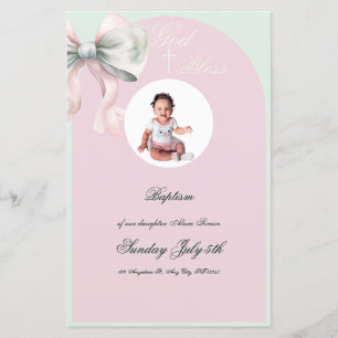 Elegante menú "Bow Bow Baptism for Baby Girl"