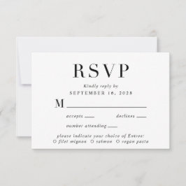 Elegante menú clásico Elección Boda Tarjeta RSVP