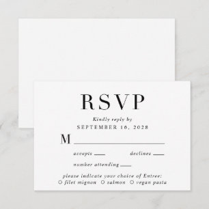 Elegante menú clásico Elección Boda Tarjeta RSVP