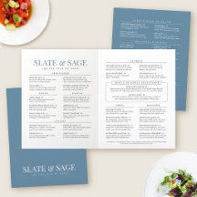Elegante Menú Completo de Restaurante de Lujo Azul