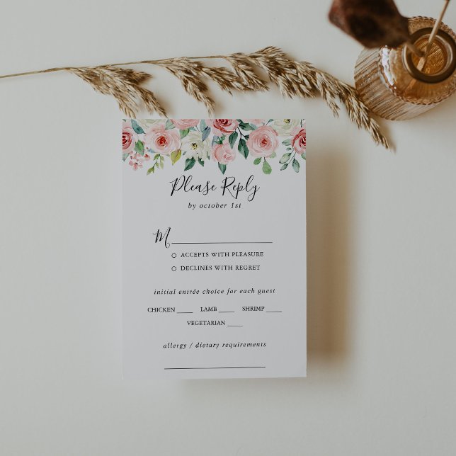Elegante menú Dainty Floral Boda Elección RSVP (Subido por el creador)