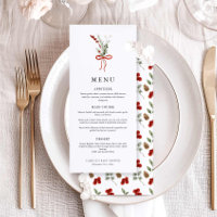 Elegante menú de Baby Shower botánico de invierno