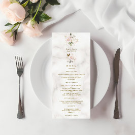 Elegante menú de Baptismo de Mármol con flores de