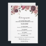 Elegante menú de besos florales de verano de Borgo<br><div class="desc">Este elegante menú de besos florales en verano borgoñosos es perfecto para una moderna recepción de bodas. El diseño presenta bonitos rosas de burdeos de color burdeos dibujados a mano,  cuidadosamente dispuestos en bonitos marcos y ramos.</div>