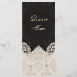 Elegante Menú de Boda Cena de Encaje Blanco Negro
