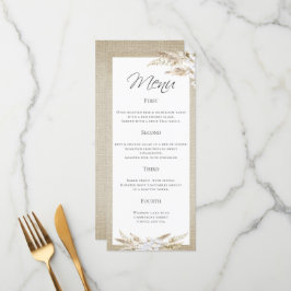 Elegante menú de Boda de 4 platos de pampas