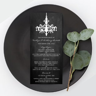 Elegante menú de Boda de Chalkboard Chandelier