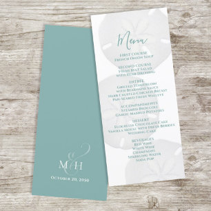 Elegante menú de Boda de color de arena y dólar de
