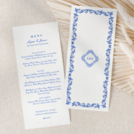 Elegante menú de Boda de guiones de la chinoiserie