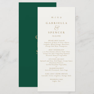 Elegante menú de Boda de oro de crema verde esmera