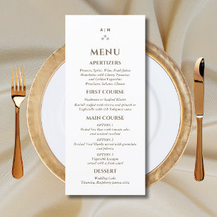 Elegante menú de Boda de perlas de monograma