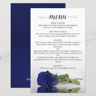 Elegante menú de Boda de presupuesto Rosa azul de