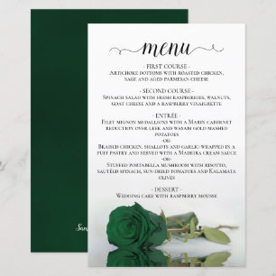 Elegante menú de Boda de presupuesto verde esmeral